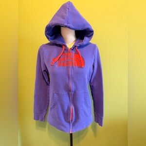 The North Face Purple Hoodie Jacket with Orange Logo